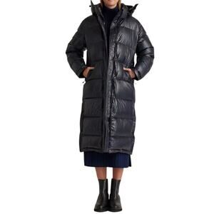 New Quince Women's Small Responsible Down Long Puffer Jacket Hooded Shiny Black